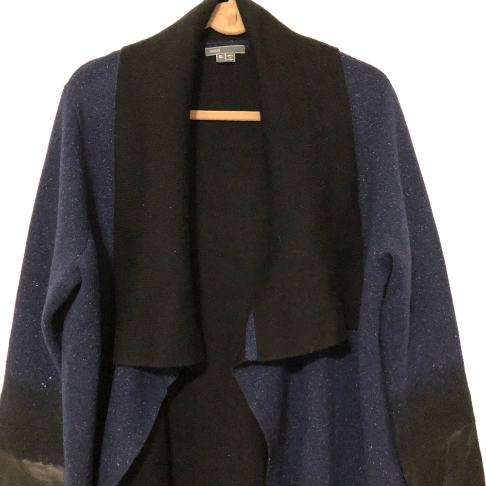 Vince Leather Cuff Wool Cashmere Sweater Jacket - Picture 4 of 9
